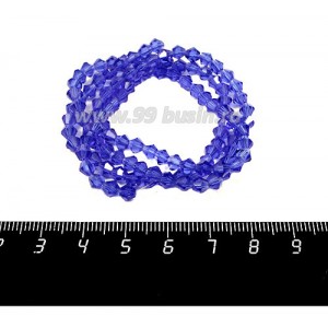 Бусина стеклянная хрустальная биконус 4 мм темно-синий длина нити около 45 см