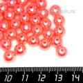 Бусины пластик 8 мм, цвет Жемчужный Розовый Коралл, 20 гр/ок 75 штук/упаковка