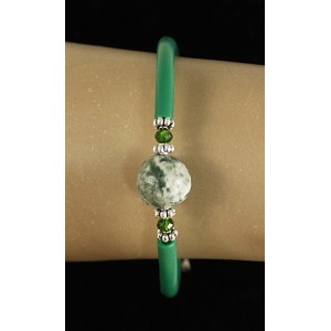 Браслет из агата мохового, шарик 12мм, на струнке