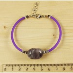 Браслет из аметиста на струнке, галтовка 20х15мм