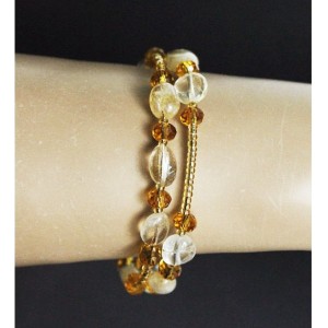 Браслет из цитрина и хрусталя, овалы 5-8мм на струнке, 1-2 оборота + бисер Браслет из цитрина и хрусталя, овалы 5-8мм на струнке, 1-2 оборота + бисер