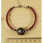 Браслет из граната на струнке, камень от 14мм крупная огранка