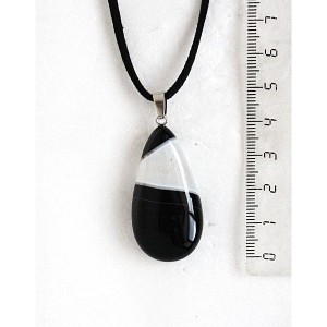 Кулон из агата черного, капля плоская 40х22мм
