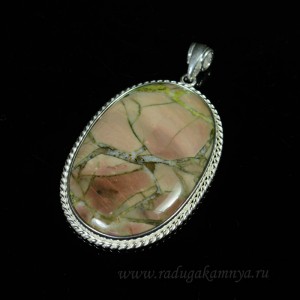 Кулон с яшмой овал 42*53мм (косичка) посеребрение