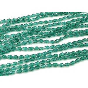 Бусины из циркона капля гр.4*6мм цвет изумрудный, 43см, 70 бусин