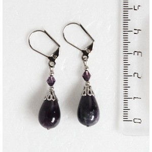 Серьги из аметиста, капельки 16х10мм, шапочка "вазочка малая"