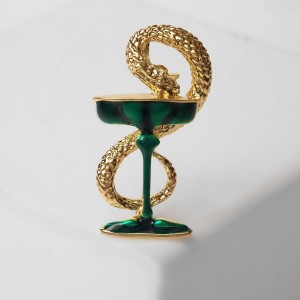 Брошь "Змея в геральдике" извивающаяся, цвет зелёный, цвет золотистый Брошь "Змея в геральдике" извивающаяся, цвет зелёный, цвет золотистый