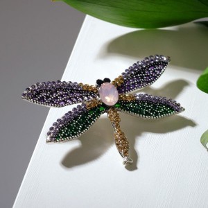 Брошь "Стрекоза", цветная, цвет серебристый