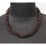 Бусы из граната, жгут 3 нити, галтовка мелкая, 46 см + 6см цепочка