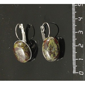 Серьги из яшмы (гелиотроп),  овал 18х13мм, замок петелька