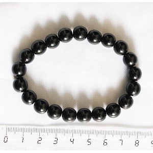 Браслет из гагата, шары 8мм, на резинке
