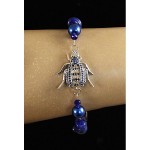 Браслет из лазурита (чипсы) и майорки "синий жук" на проволоке