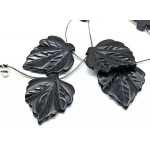 Колье на шнурке "листочек" 45*50мм из авантюрина синего (иск.), 47см