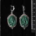Серьги из крафтовой смолы, цвет темно-зеленый, овал 25х18мм, "медальон", швензы посеребрение Серьги из крафтовой смолы, цвет темно-зеленый, овал 25х18мм, "медальон", швензы посеребрение