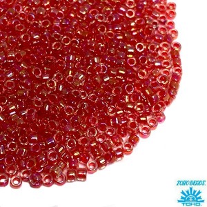 Бисер TOHO Treasure №11 цвет 791 светло красный/радужный Япония 5 граммов