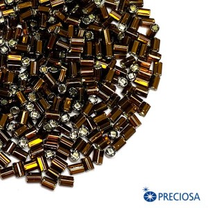 Микростеклярус гладкий, прозрачный Огонёк, коньячный, размер 1 (2,5*1,9 мм) арт. 17110, 10 грамм, Чехия