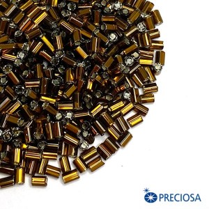 Микростеклярус гладкий, прозрачный Огонёк, коричневые тона, размер 1 (2,5*1,9 мм) арт. 17140, 10 грамм, Чехия