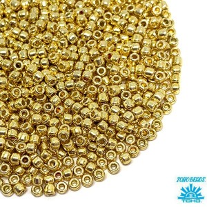 Бисер TOHO №15 цвет PF0557 (Galvanized Aluminum Permanent Finish) гальванизированный золотистый ЯПОНИЯ пакет 5 граммов