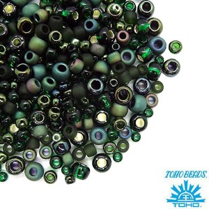 Бисер TOHO Beads Mix, цвет 3209 Bonsai - Green/Black, 10 грамм/упаковка