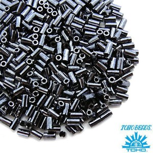 Стеклярус TOHO BUGLE 3 мм № 0081 гематит 5 граммов Япония