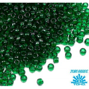 Бисер TOHO №15 цвет 0939 тёмно-зелёный полупрозрачный ЯПОНИЯ пакет 5 граммов