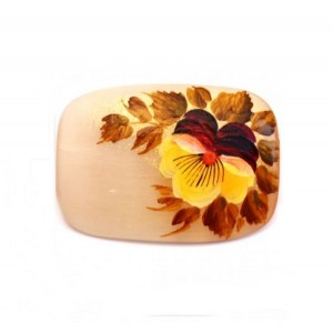 Брошь из селенита "анютины глазки" прямоугольник