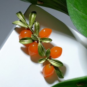 Брошь "Облепиха", цвет оранжево-зелёный, цвет золотистый Брошь "Облепиха", цвет оранжево-зелёный, цвет золотистый