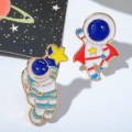Набор значков (2шт) "Космонавты" супер-герои, цветной, цвет золотистый