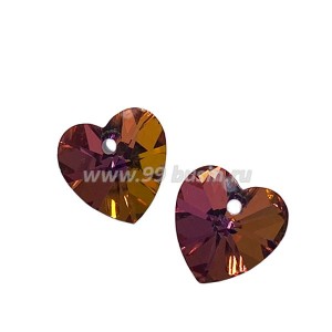 Подвеска стеклянная Сердечко 10 мм медно-розовое 1 штука Китай