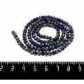 Бусина стеклянная на нити Мелкая грань 4*3,5 мм, цвет гематит/фиолетовый электрик, около 50 см/нить