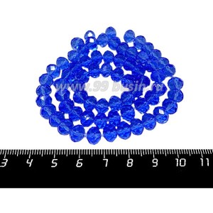 Бусина хрустальная на нитке 8*6 мм тёмно-синий прозрачный около 40 см/нить