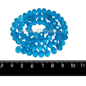 Бусина хрустальная на нитке 8*6 мм зелёно-голубой около 40 см/нить