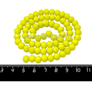 Бусина хрустальная на нитке 8*6 мм жёлтый непрозрачный около 40 см/нить