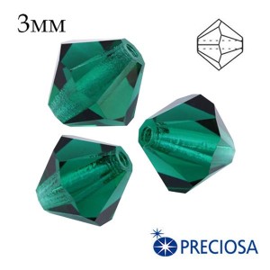 Биконусы хрустальные Preciosa 3 мм Emerald 20 штук/упаковка Биконусы хрустальные Preciosa 3 мм Emerald 20 штук/упаковка