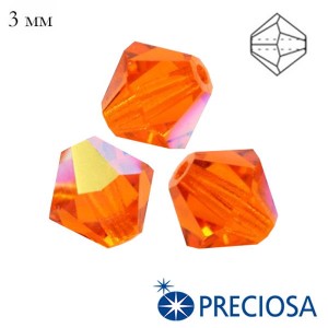 Биконусы хрустальные Preciosa 3 мм Sun AB 20 штук/упаковка Биконусы хрустальные Preciosa 3 мм Sun AB 20 штук/упаковка