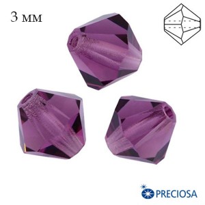 Биконусы хрустальные Preciosa 3 мм Amethyst 20 штук/упаковка