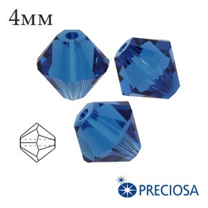 Биконусы хрустальные Preciosa 4 мм Capri Blue 20 штук/упаковка