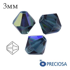 Биконусы хрустальные Preciosa 3 мм Montana AB 20 штук/упаковка