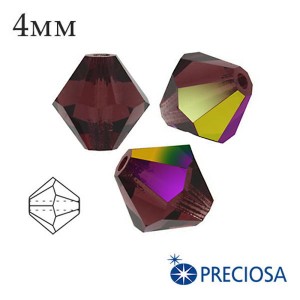 Биконусы хрустальные Preciosa 4 мм Burgundy AB 20 штук/упаковка