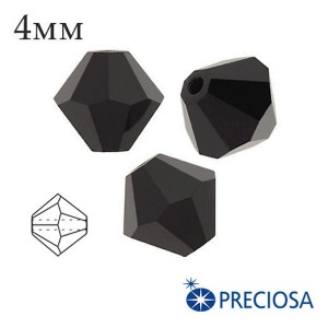 Биконусы хрустальные Preciosa 4 мм Jet 20 штук/упаковка