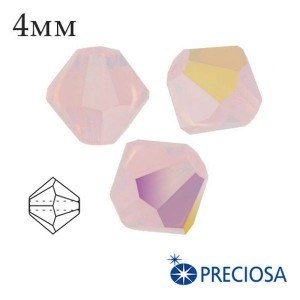 Биконусы хрустальные Preciosa 4 мм Rose Opal AB 20 штук/упаковка