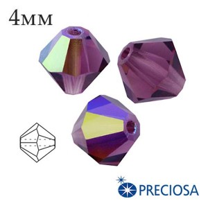 Биконусы хрустальные Preciosa 4 мм Amethyst AB 20 штук/упаковка