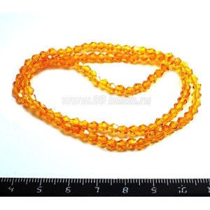 Бусина хрустальная биконус 4 мм апельсиновый нить около 36 см