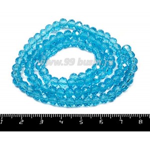 Бусина хрустальная на нити 6*4 мм, цвет морская волна около 100 штук/нить