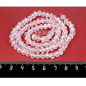 Бусина хрустальная Рондель 2,5*1,8 мм светло-розовый/перламутр около 40см/нить
