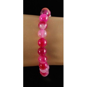 Браслет из агата, цвет фуксия (тонировка), шарик 8мм Браслет из агата, цвет фуксия (тонировка), шарик 8мм