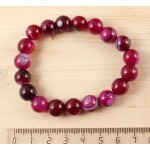 Браслет из агата, цвет фуксия (тонировка), шарик 10мм