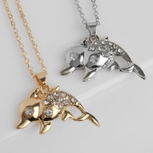 Кулон "Дельфины в паре" цвет МИКС, L=45 см