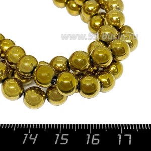 Натуральный камень ГЕМАТИТ бусины круглые 8 мм, цвет античное золото, около 40 см/нить