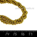 Натуральный камень ГЕМАТИТ бусины круглые 4 мм, цвет античное золото, около 40 см/нить